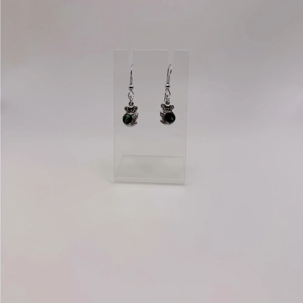 Chic Green and Silver Dangle Earrings